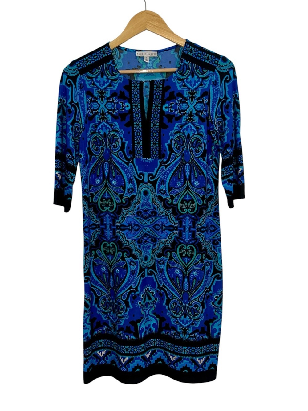NEW Sandra Darren Paisley Print Tunic Dress Blue